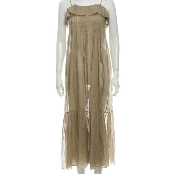 Three Graces London Tybalt Sage Green Cotton Maxi Dress Flowy US 8 - Picture 9 of 14